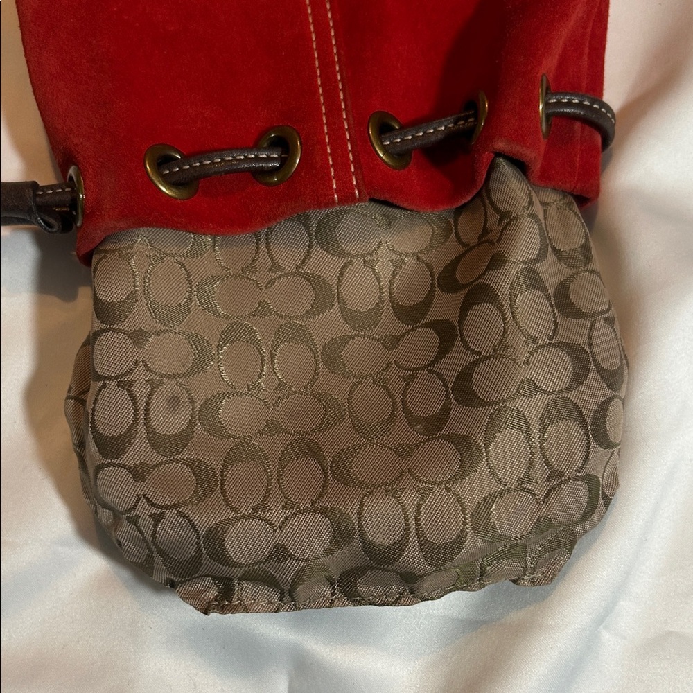 Coach Vintage Soho Drawstring Suede Wristlet in Bordeaux - Picture 8 of 13